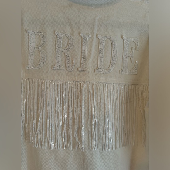Lulus Matrimony Muse White Sequin Fringe Twill Jacket NWT - Picture 5 of 6